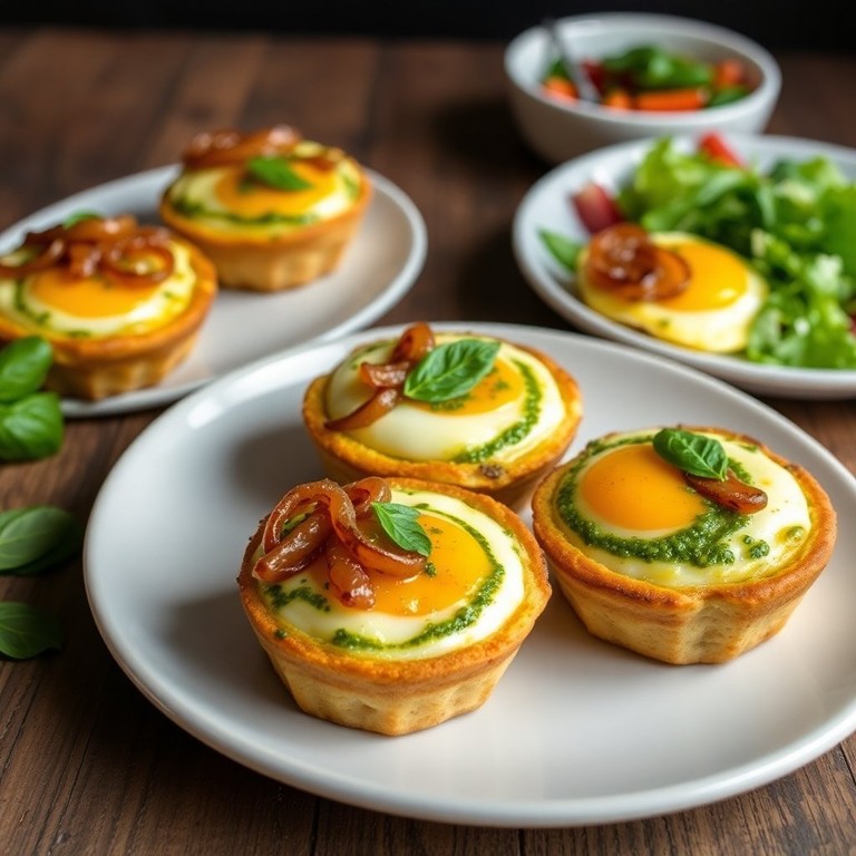Savory Pesto Egg Muffins with Caramelized Onions