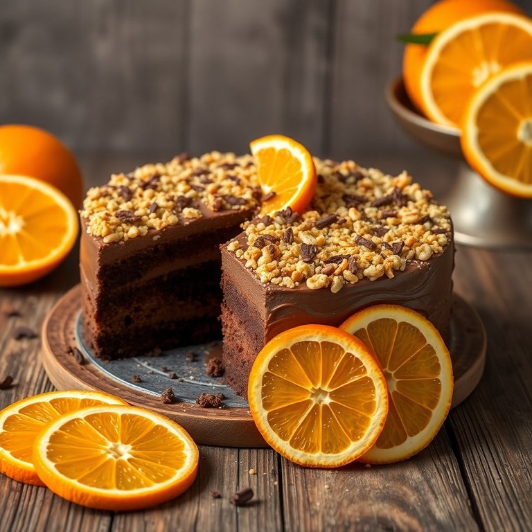 Bolo de Laranja com Cacau e Crocante de Bolacha