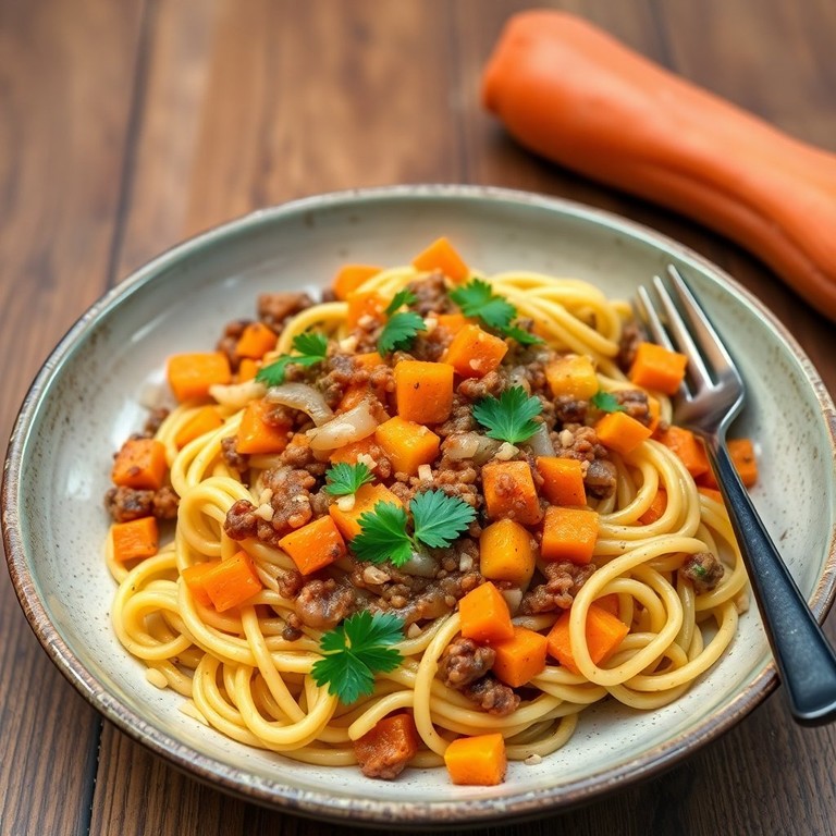 Pasta met Patisson, Rode Linzen en Groenten
