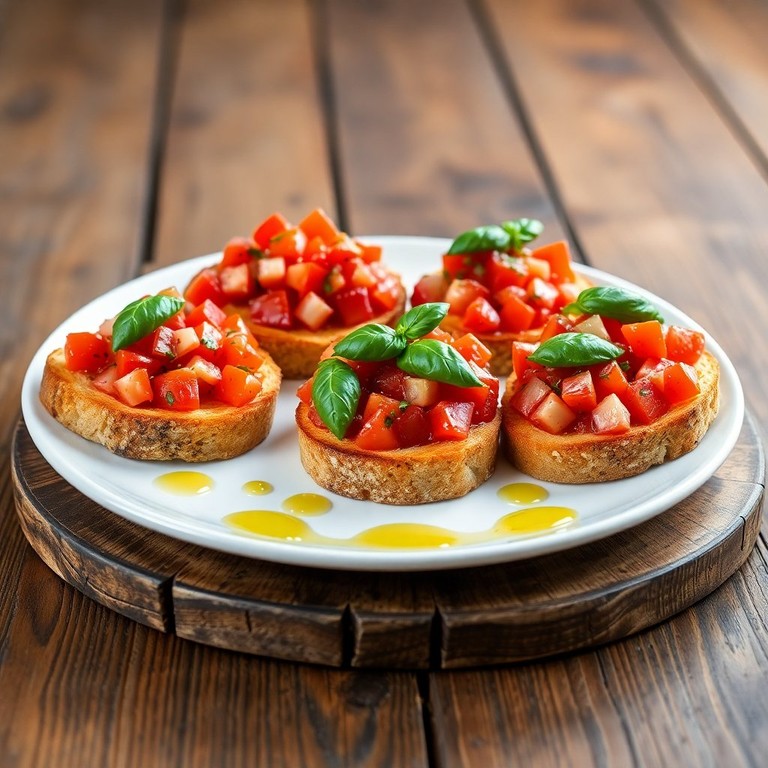 Klassische Bruschetta mit Tomaten und Basilikum