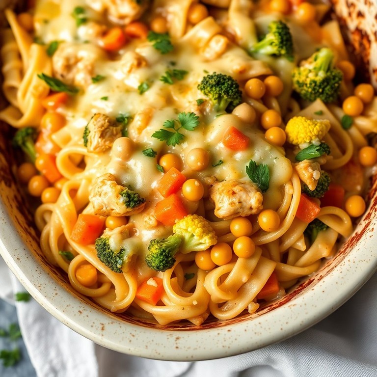 Proteinreicher Nudelauflauf mit ballaststoffreichen Zutaten