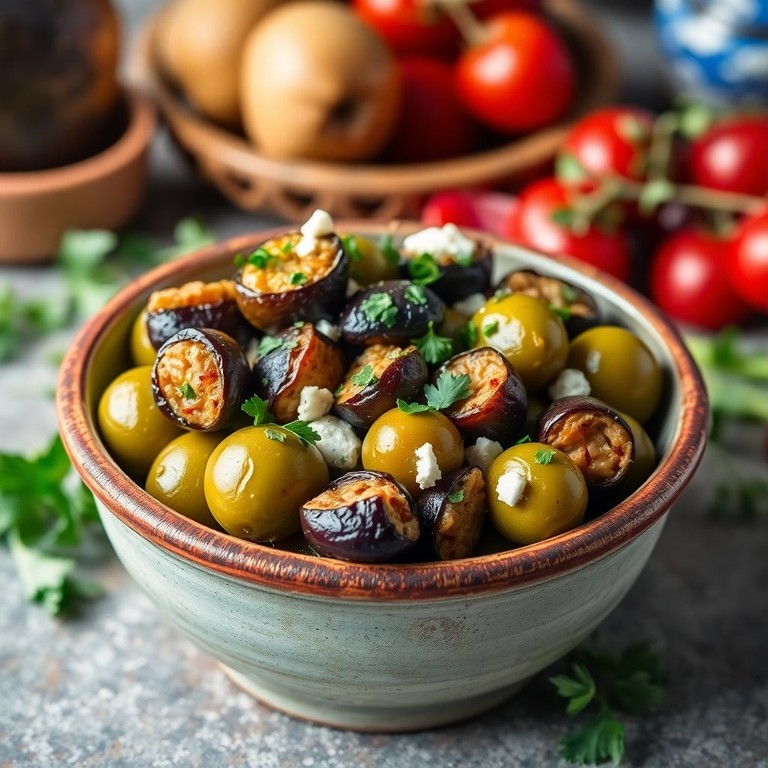 Aceitunas Rellenas de Berenjena con Toque Mediterráneo