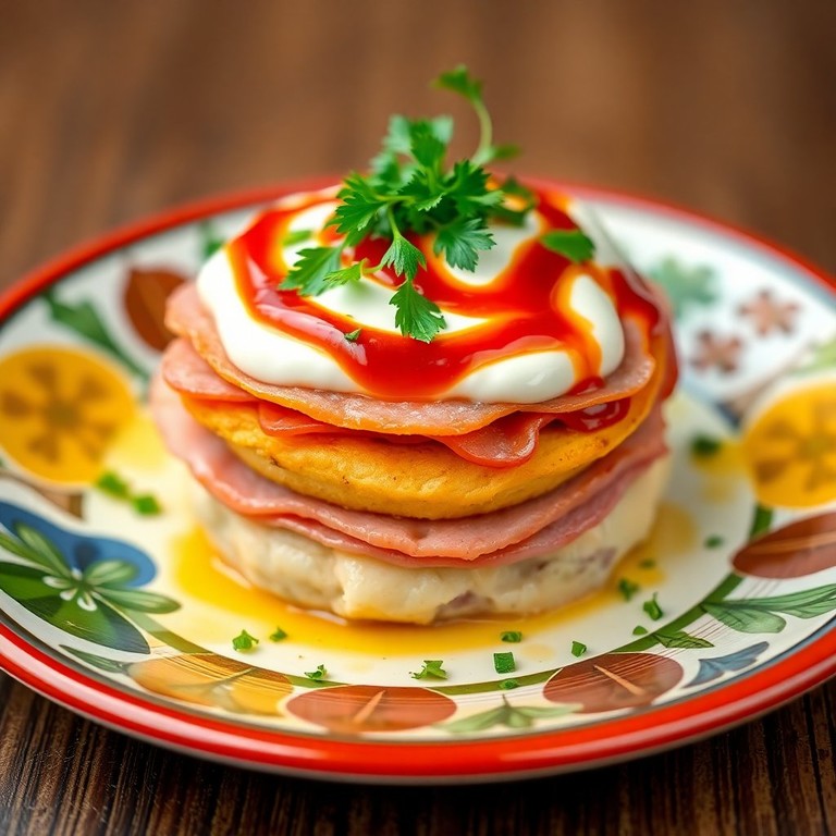 Cuscuz de Presunto com Molho de Maionese e Ketchup