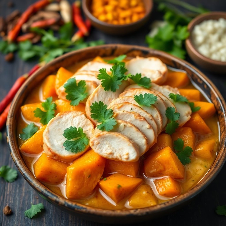 Poulet Émincé aux Patates Douces et Lait de Coco