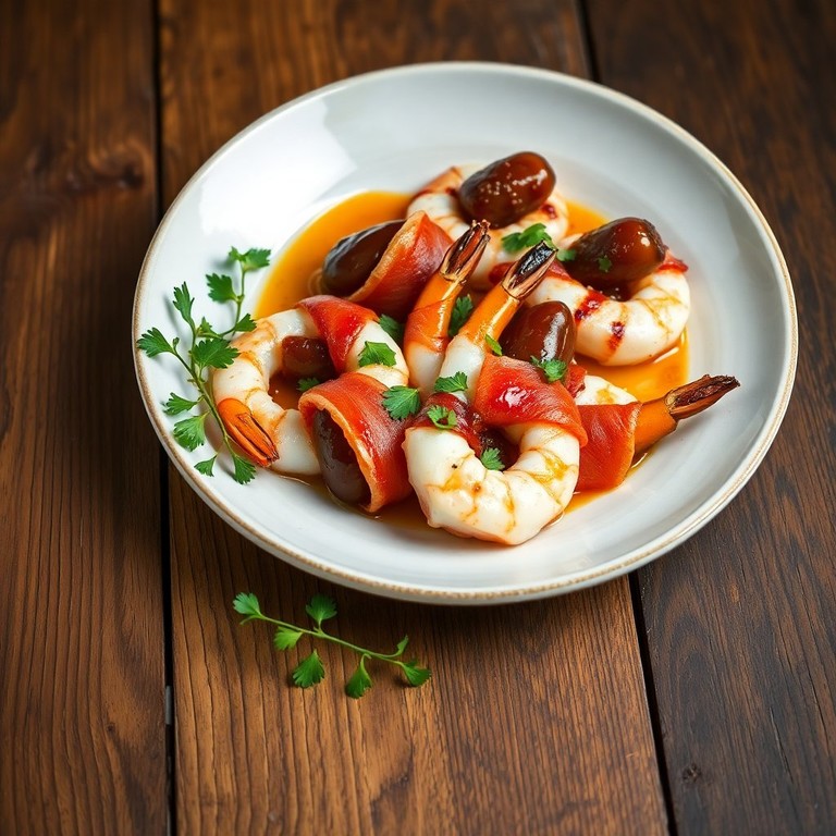 Datte Crevettes enroulées au Bacon