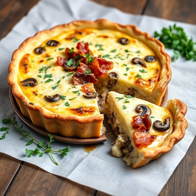 Romige Champignon Quiche met Spekjes
