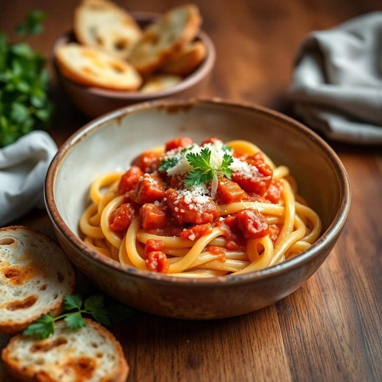 Penne à Bolonhesa com Calabresa