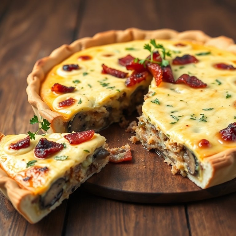 Romige Champignon Quiche met Spekjes