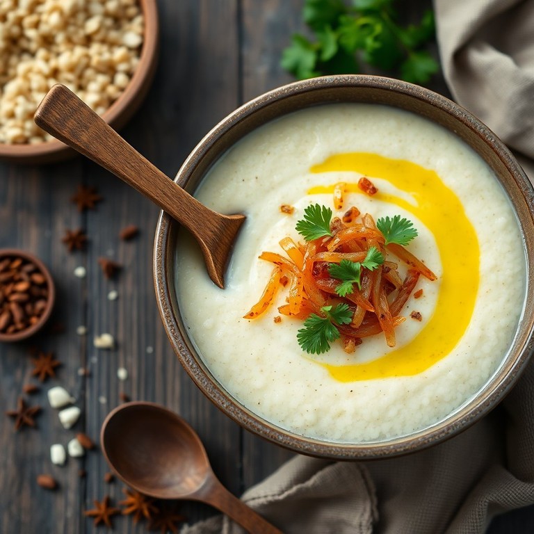 Savory Semolina Porridge with Spiced Onions