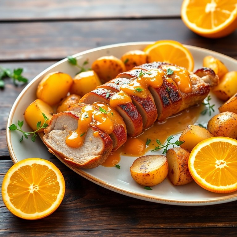 Batata e Lombo ao Molho de Laranja