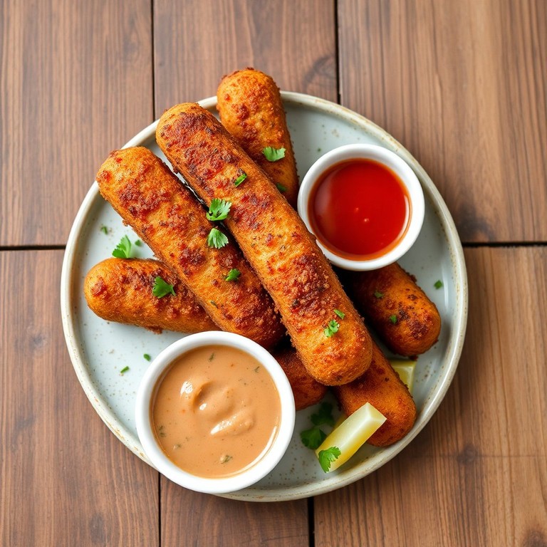 Salsicha à Milanesa com Farinha de Rosca Crocante