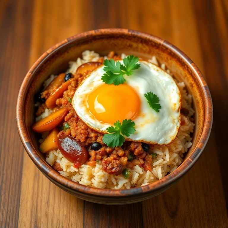 Tazón Tropical: Arroz con Chicharrón y Plátano Maduro