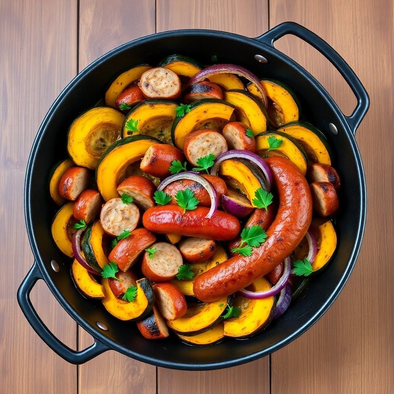Savory Delicata Squash and Chicken Sausage Bake