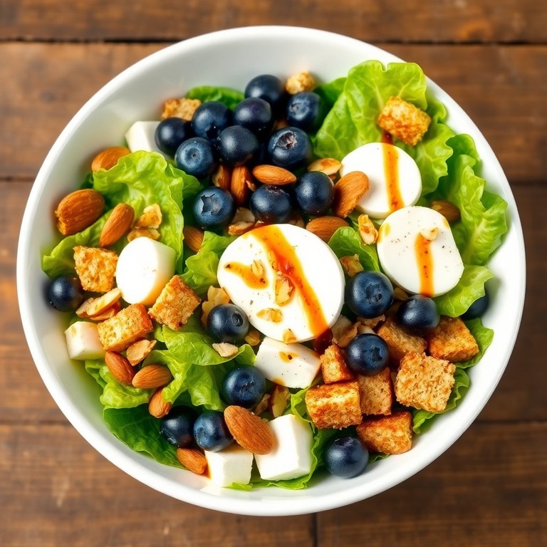 Ensalada Fresca de Lechuga con Mozzarella, Arándanos y Almendras Tostadas