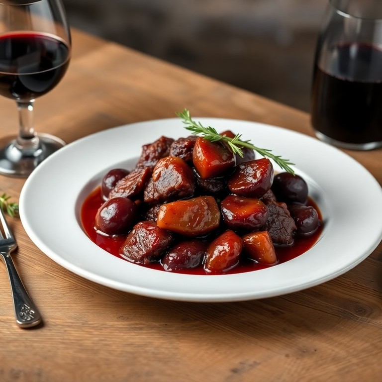 Ternera con Ciruelas y Salsa de Vino Tinto
