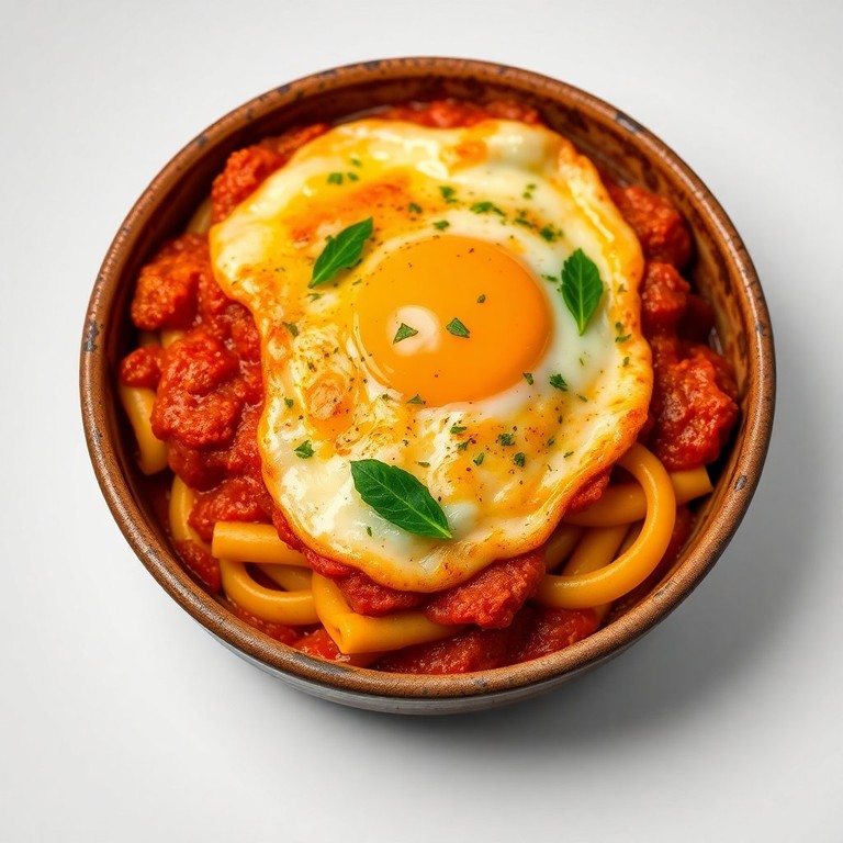 Macarrão Gratinado com Molho de Tomate e Ovo