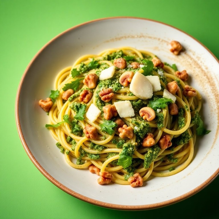 Fideos al Pesto de Hongos y Rúcula