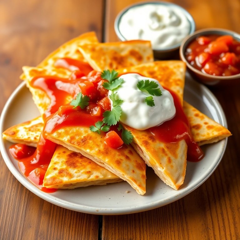 Cheesy Cheddar Quesadillas with Salsa Drizzle