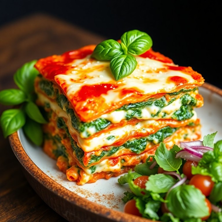Gemüse-Lasagne mit Ricotta und Spinat