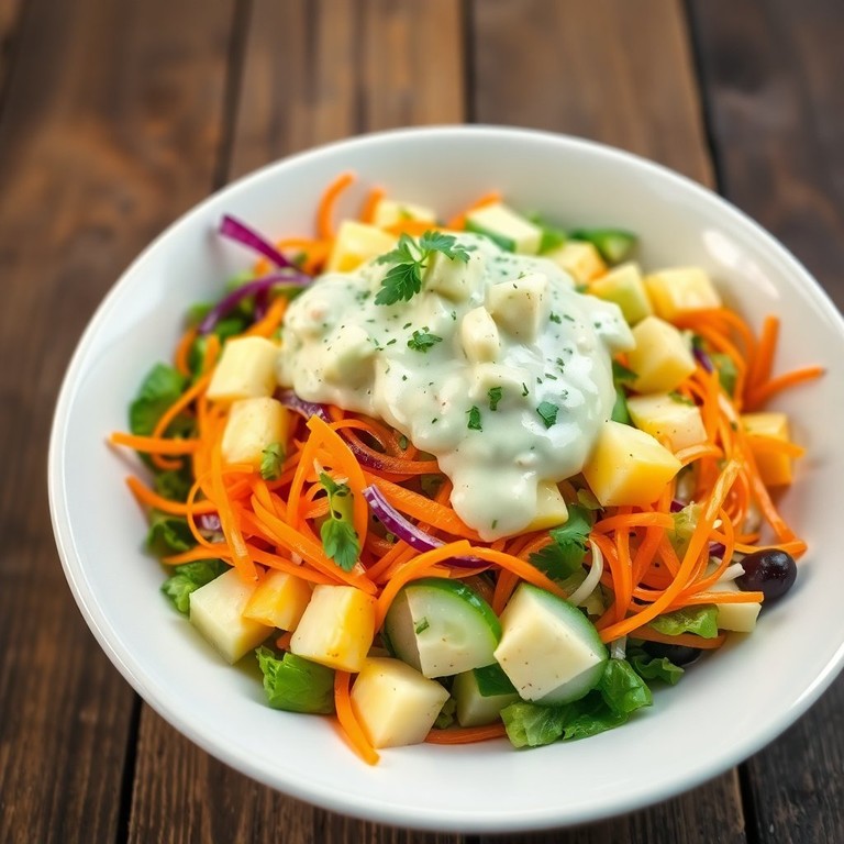 Carrot and Cucumber Salad with Apple and Avocado Dressing