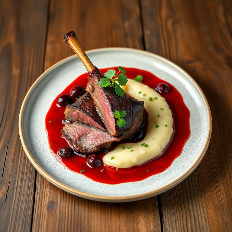 Selle de Chevreuil aux Baies Rouges et Purée de Céleri-Rave
