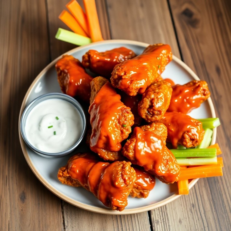 Crispy Buffalo Wings with a Tangy Blue Cheese Dip