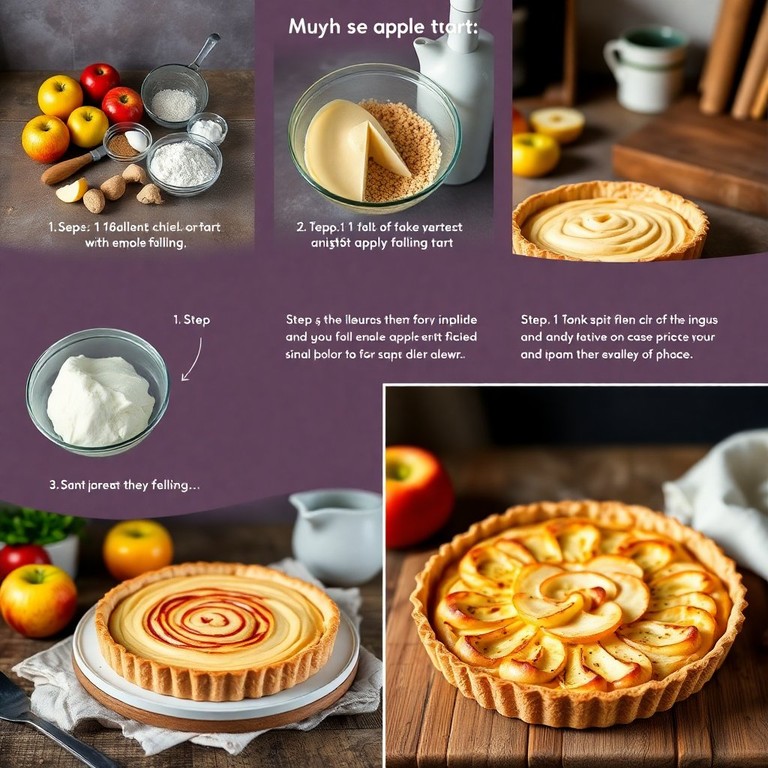 Tarte aux Pommes et Crème Fraîche avec Illustrations