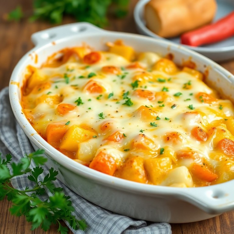 Batata e Cenoura Gratinada com Queijo