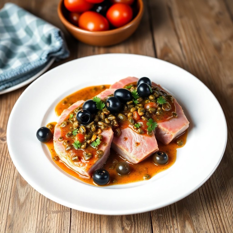 Bife de Atum à Algarvia com Molho de Alcaparras