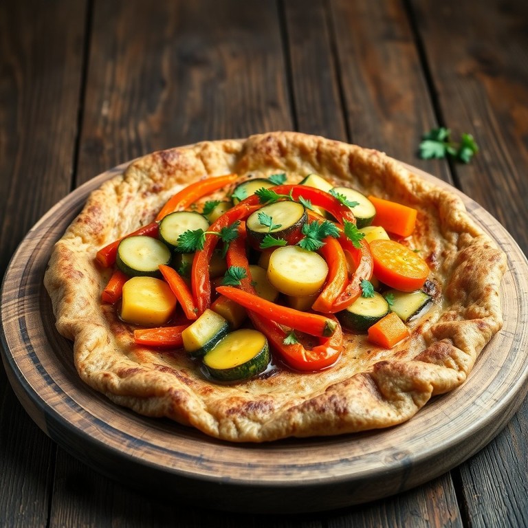 Galette de Sarrasin et Seigle aux Légumes Sautés