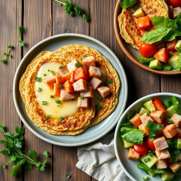 Panquecas de Aveia com Queijo e Presunto