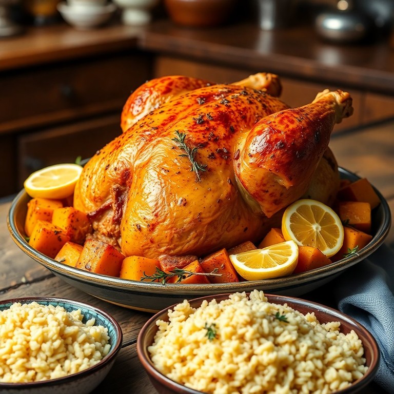 Poulet Rôti aux Épices et Courge Butternut Caramélisée