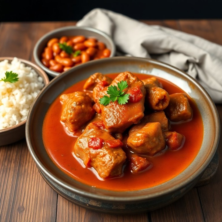Carne de Porco com Molho de Tomate e Colorau