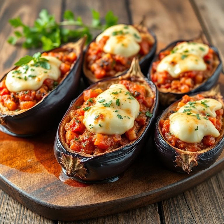 Berenjenas Rellenas de Tomate y Queso