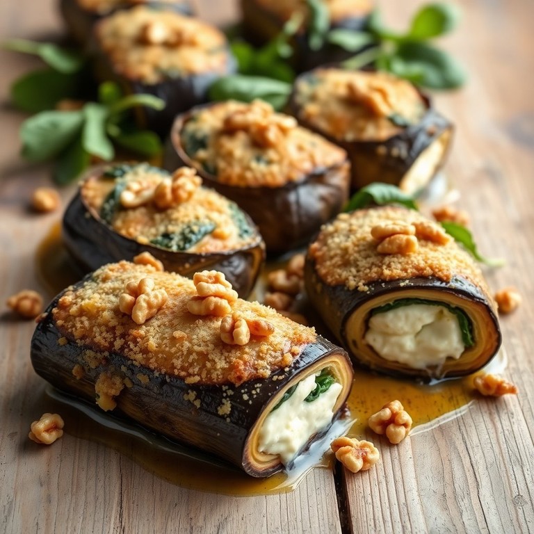 Rollitos de Berenjenas Rellenos de Queso de Cabra
