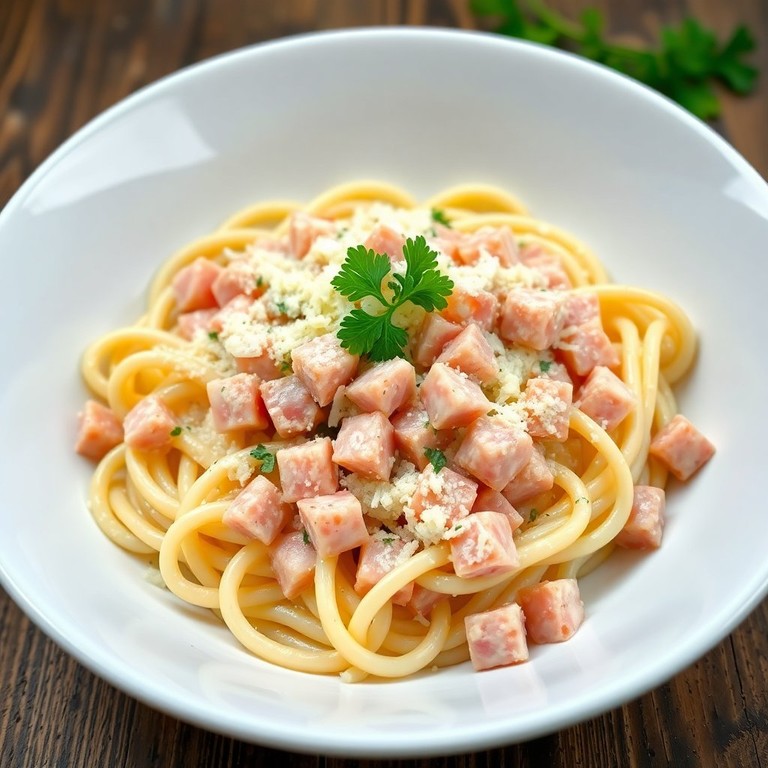 Pâtes Crémeuses au Jambon et Fromage Râpé