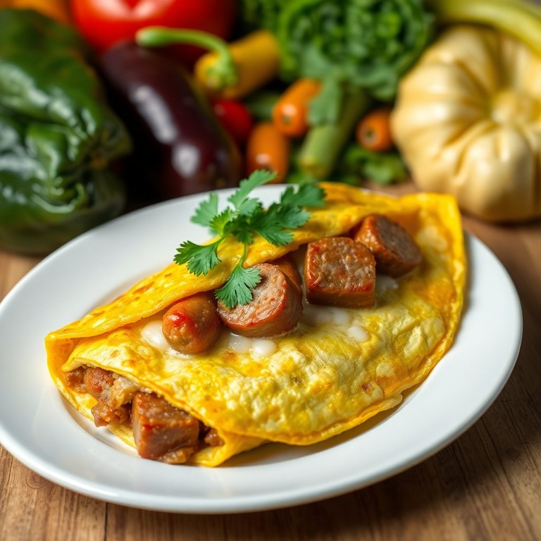 Omelete Recheada com Linguiça e Queijo