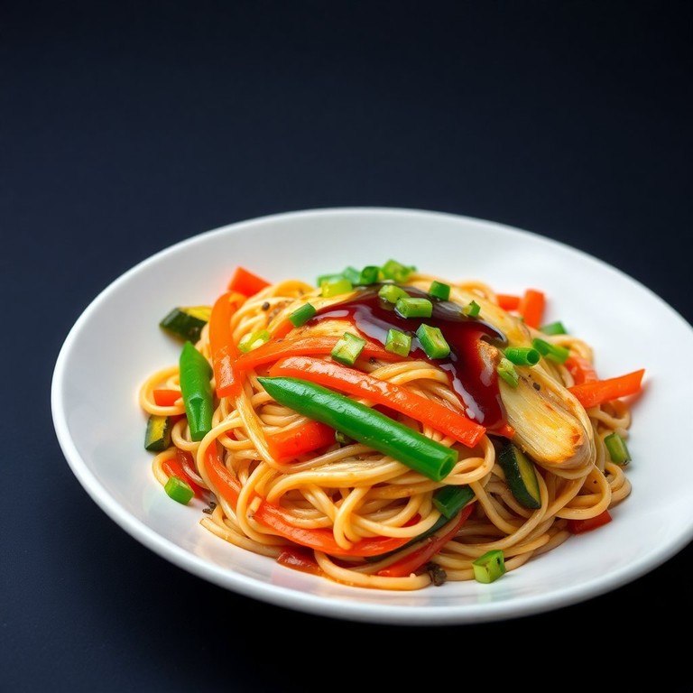 Fideos Chinos con Verduras y Salsa de Soja