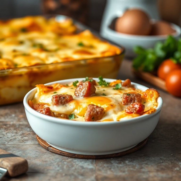 Запеканка из яиц с сыром и колбасой