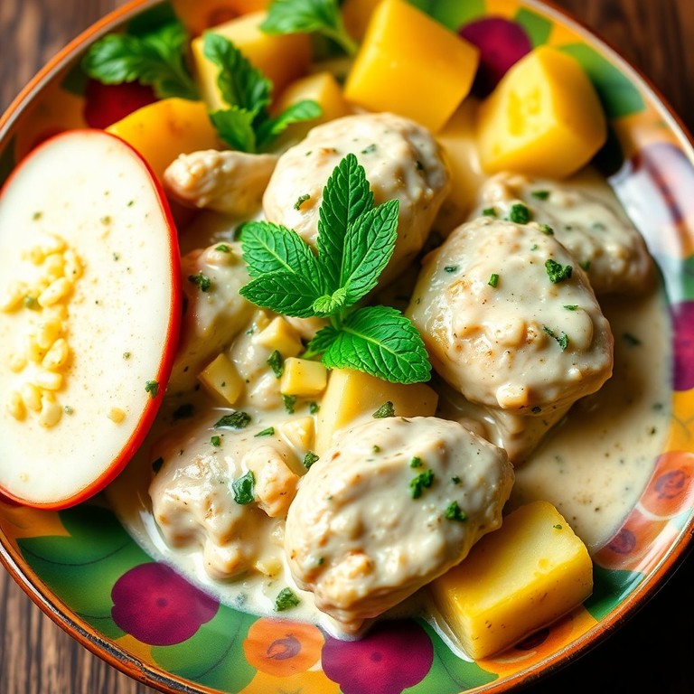 Frango ao Leite de Coco com Ervas e Menta