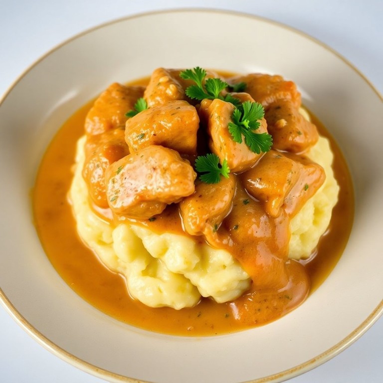 Frango ao Molho de Creme de Leite com Purê de Batata Aveludado