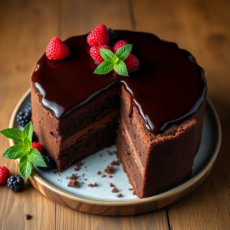 Bolo de Chocolate com Calda de Chocolate Amargo Sem Lactose