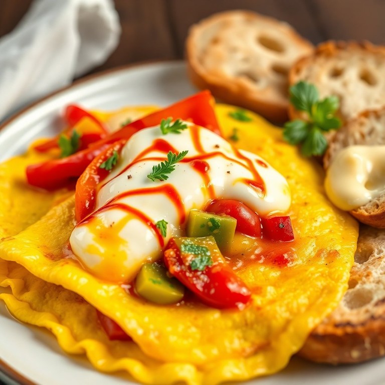 Omelette Épicée aux Poivrons et Mozzarella