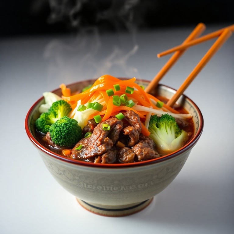 Lamen Shoyu com Carne de Panela e Legumes Coloridos
