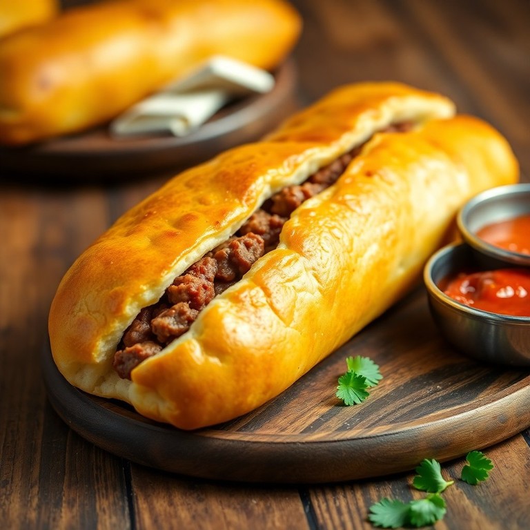 Pão Recheado com Carne Moída e Salsicha