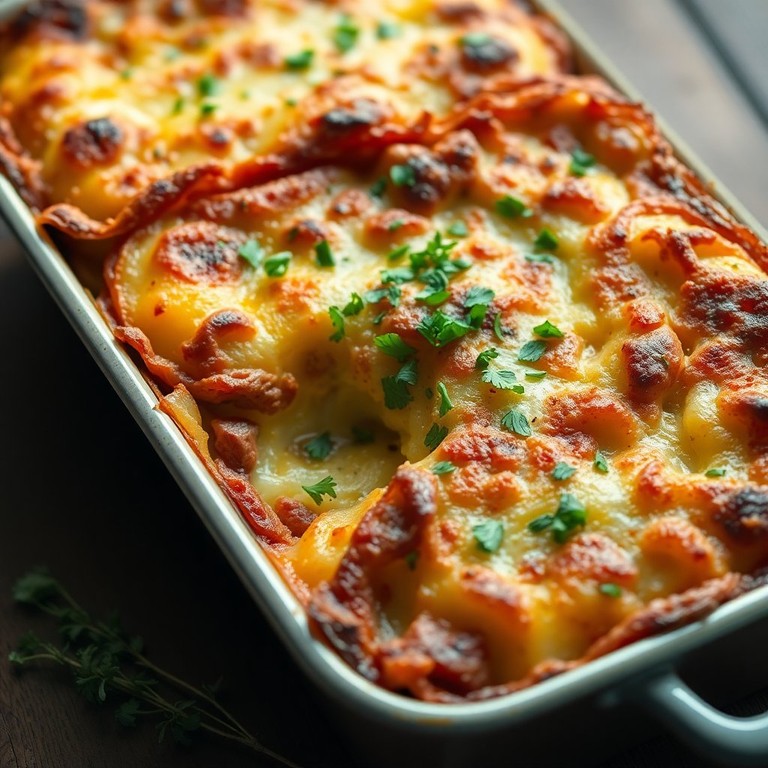 Нежный картофельный гратен с мясом и сырной корочкой
