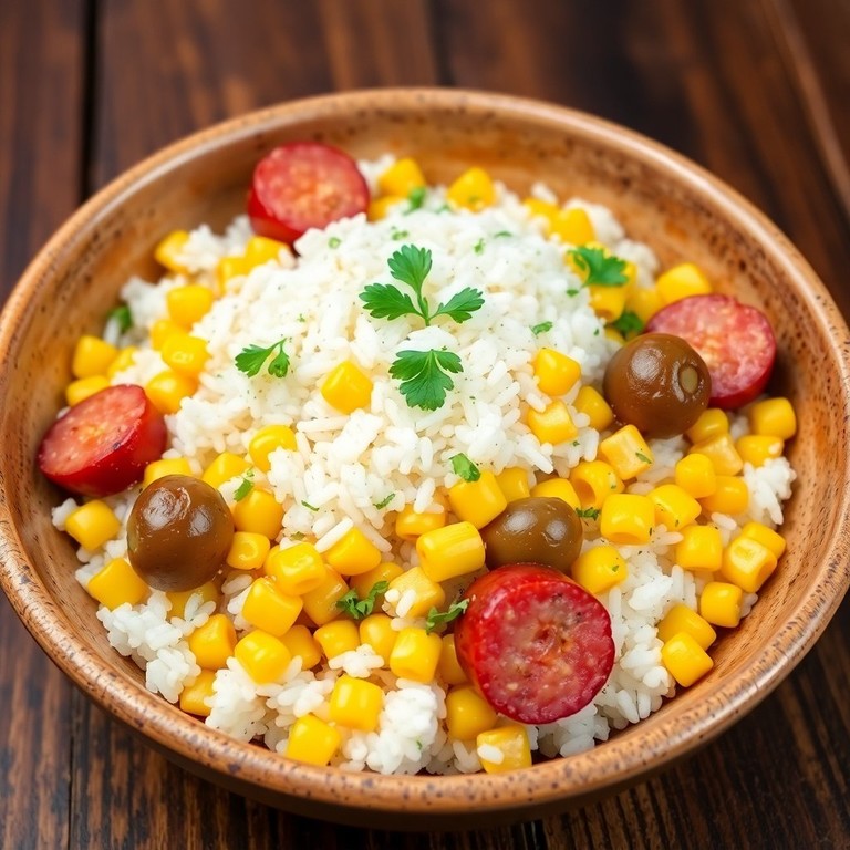 Arroz de Linguiça com Milho e Azeitonas
