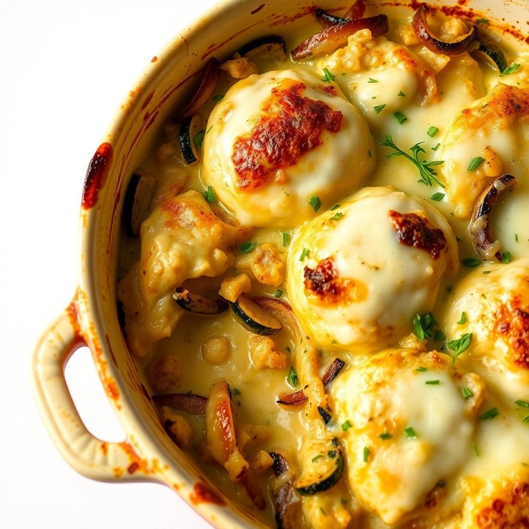 Gratin de Courgettes et Oignons Rouges au Poulet