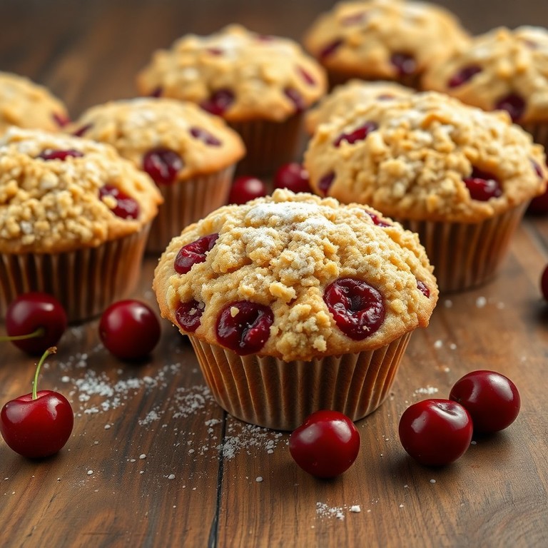 Decadent Double Dutch Cherry Muffins with Crumb Topping