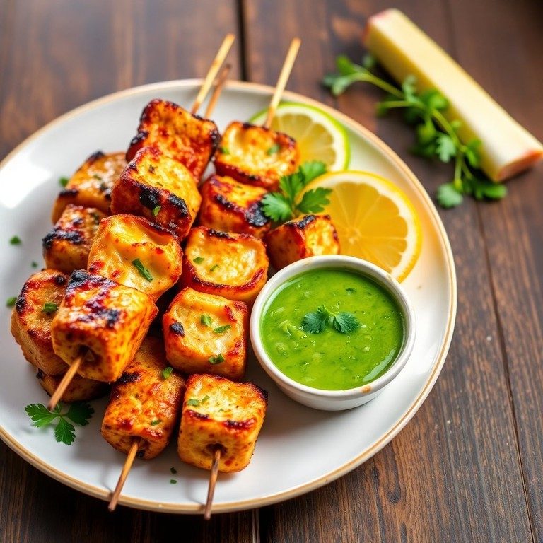 Spiced Malai Boti with Mint Chutney